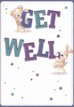 Radiating warmth and playful optimism, this get well card transports you to the bright heart of Stepney, where thoughtful gestures matter most. Two sweet characters-a teddy bear with plush, golden-brown fur and a lively puppy with floppy ears-seem to spring right from the page, their joyous energy captured as they hold and balance oversized, colourful letters spelling 'Get Well.' The rich, jewel-toned letters in indigo and teal stand boldly against a calming cream background, infusing the scene with gentle vibrancy that uplifts the spirit, much like a fresh floral bouquet from Stepney's local markets. Twinkling stars, painted in harmonious shades of blue, purple, and violet, are scattered across the card, adding layers of whimsy and hope reminiscent of evening skies above Stepney Park. The fur textures, meticulously drawn, beckon with comfort and tenderness, as if offering a soft embrace in difficult times. More than just an illustration, this card is an emotional salve for anyone in recovery-a visual message of comfort and kindness, making it an ideal accompaniment to a bouquet delivered with care across Stepney.